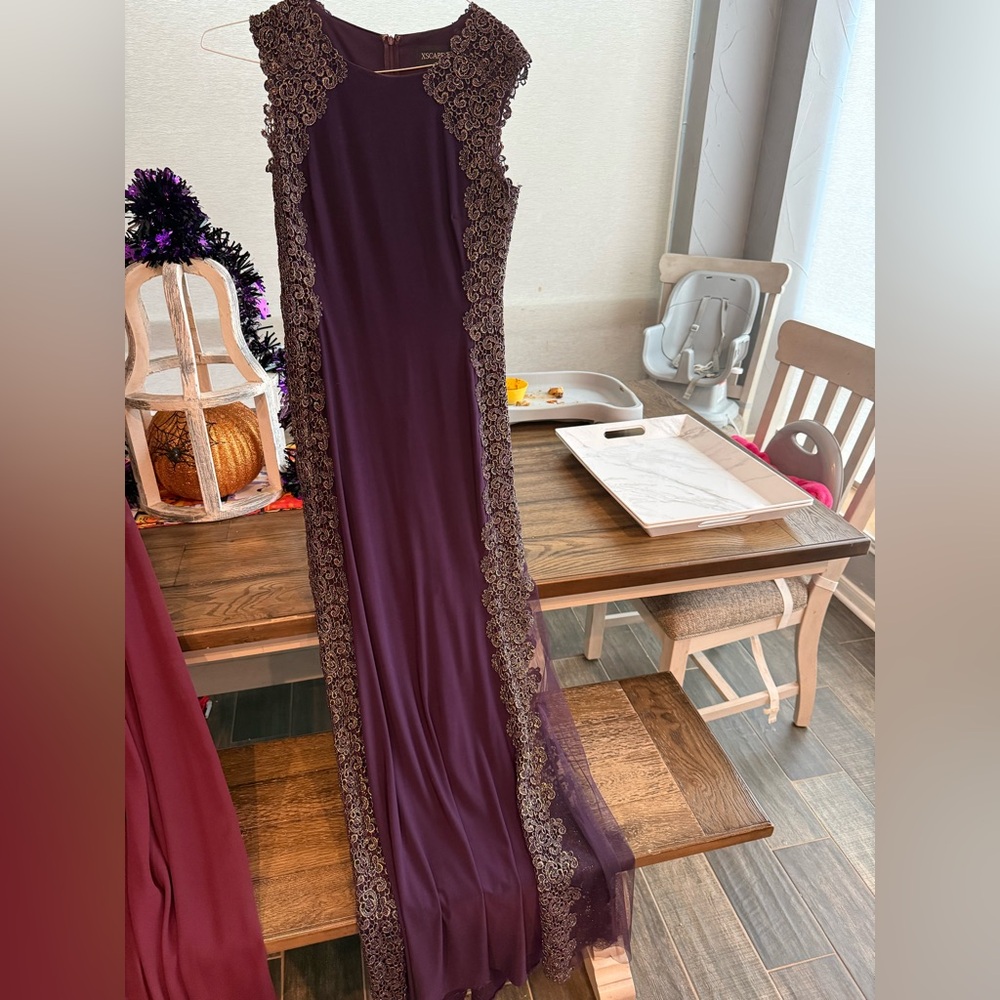 Xscape Purple Lace Evening Gown